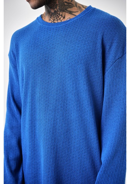 Erkek Bisiklet Yaka Oversize Triko Saks