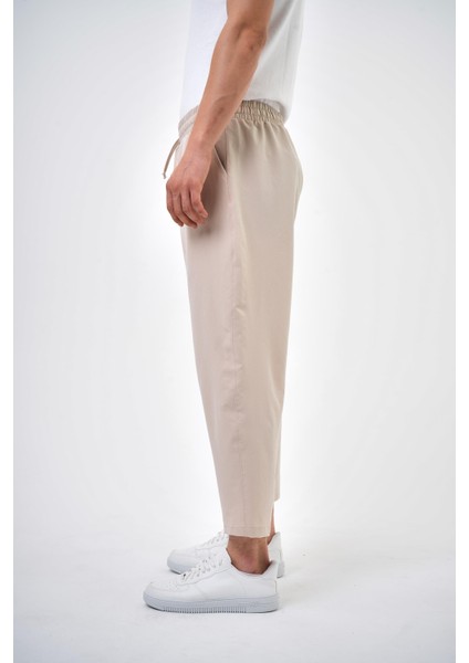 Erkek Regular Fit Düz Paça Pantolon Bej