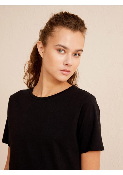 Siyah Regular Fit Pamuklu Tişört