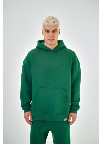 Erkek Basic Oversize Hoodie Sarı