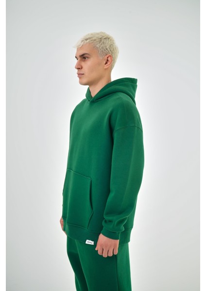 Erkek Basic Oversize Hoodie Sarı