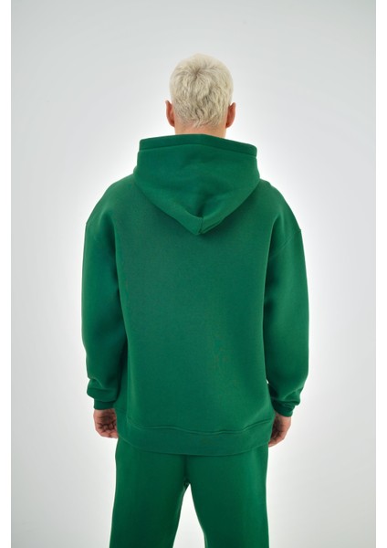 Erkek Basic Oversize Hoodie Sarı
