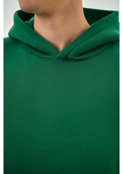 Erkek Basic Oversize Hoodie Sarı