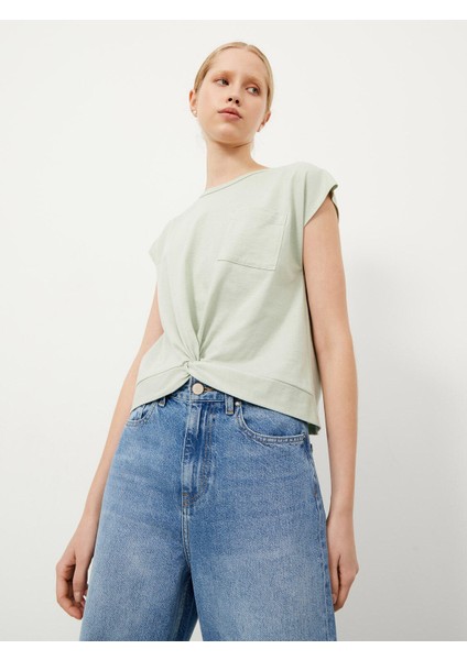 Kadın Mavi Regular Fit Pamuklu Basic Tişört