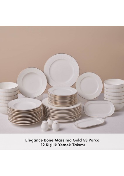 Elegance Bone Massimo 53 Parça 12 Kişilik Yemek Takımı Gold modelleri