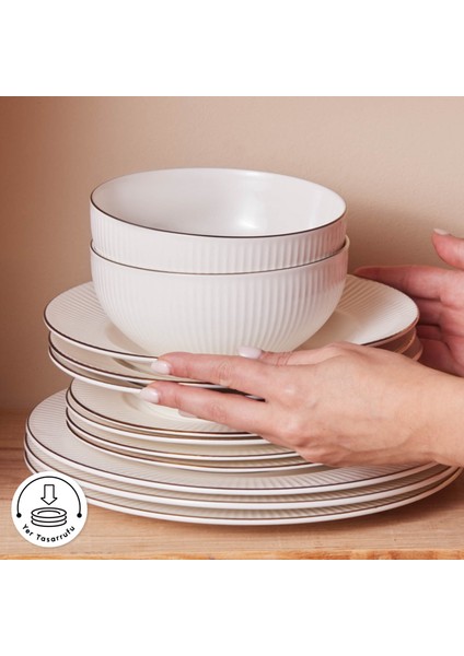 Elegance Bone Massimo 53 Parça 12 Kişilik Yemek Takımı Gold