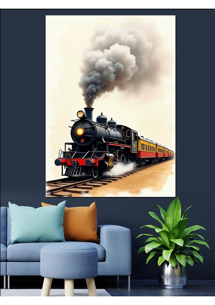 Buharlı Tren Dekoratif Kanvas - Mdf Ahşap Tablo fiyatları