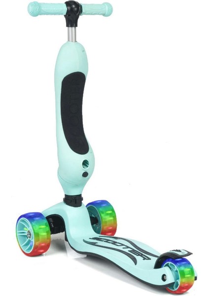 Smart Oturaklı 3 Tekerlekli Işıklı Scooter Bebe Mavi