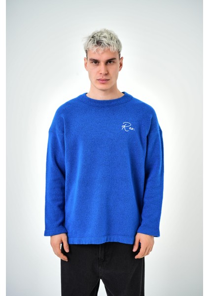 Erkek Respire Atelier Yazılı Oversize Kazak Saks