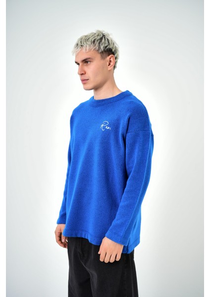 Erkek Respire Atelier Yazılı Oversize Kazak Saks