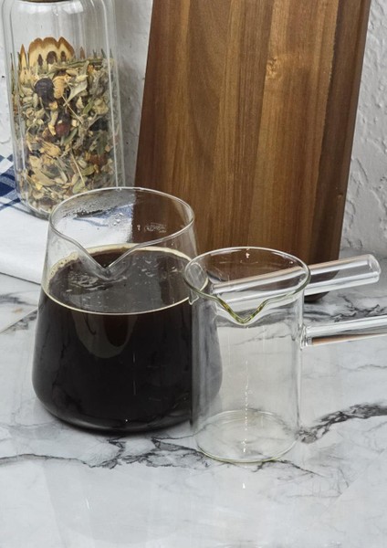 Büyük Boy Cam Cezve - 11 Kişilik Türk Kahvesi Cezvesi - Borosilikat Cam, 1 Litre