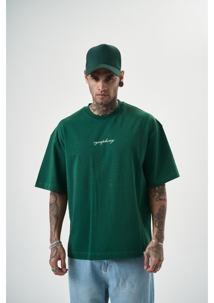 Erkek Symphony Baskılı Oversize T-Shirt Nefti