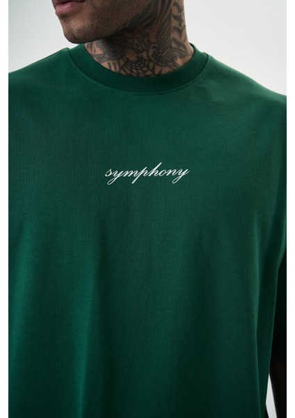 Erkek Symphony Baskılı Oversize T-Shirt Nefti fırsatları