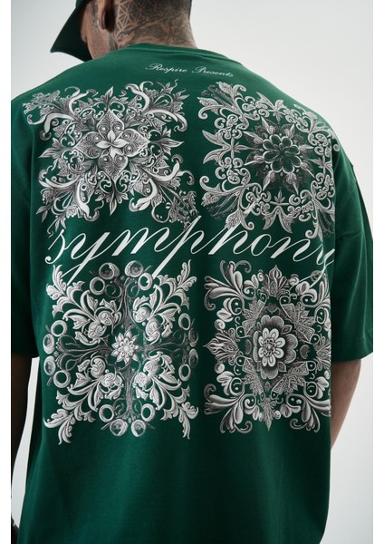 Erkek Symphony Baskılı Oversize T-Shirt Nefti indirimleri