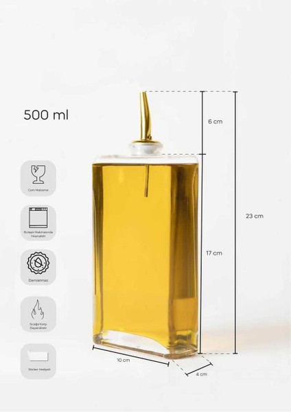 Cam Yağdanlık - Sosluk, Sirkelik - Gold Başlık - 500 ml indirimleri