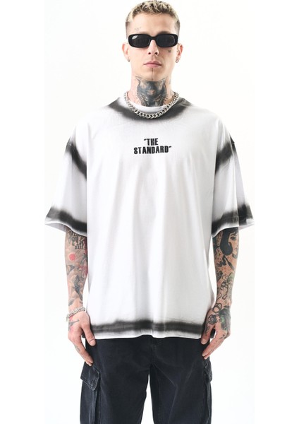Erkek The Standard Baskılı Oversize T-Shirt Beyaz