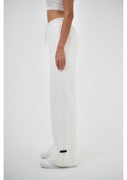 Kadın Beli Lastikli Basic Baggy Eşofman Altı Ekru