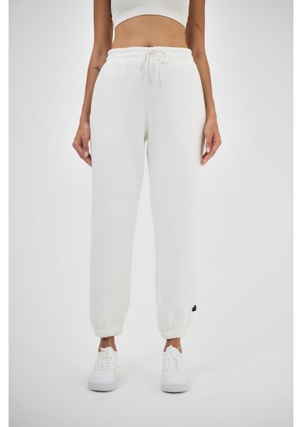 Kadın Beli Lastikli Basic Jogger Eşofman Altı Ekru