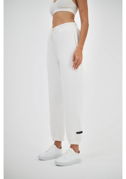 Kadın Beli Lastikli Basic Jogger Eşofman Altı Ekru