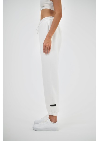 Kadın Beli Lastikli Basic Jogger Eşofman Altı Ekru