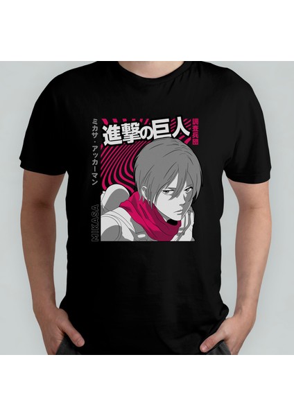 Attack On Titan Mikasa Ackerman Unisex %100 Pamuklu Bisiklet Yaka T-Shirt Model 1
