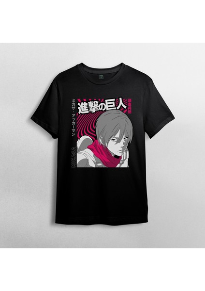 Attack On Titan Mikasa Ackerman Unisex %100 Pamuklu Bisiklet Yaka T-Shirt Model 1