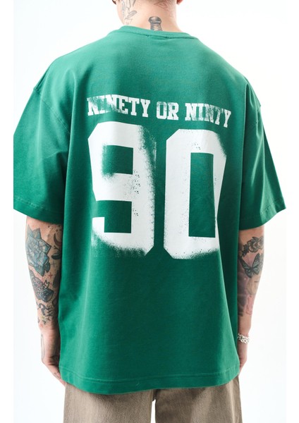 Erkek Ninety Baskılı Oversize T-Shirt Nefti fırsatları