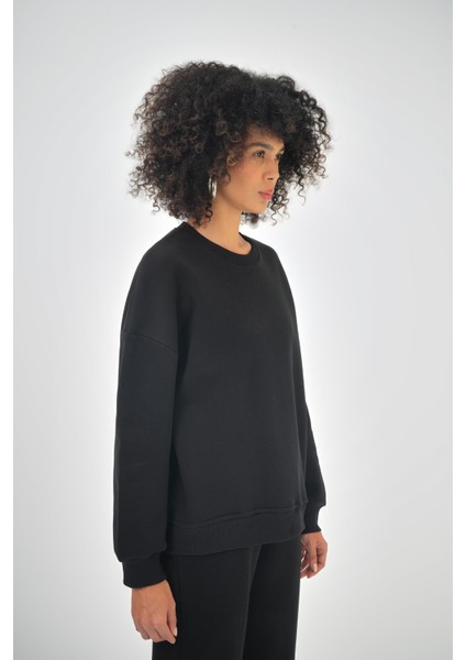 Kadın Basic Oversize Sweatshirt Lacivert