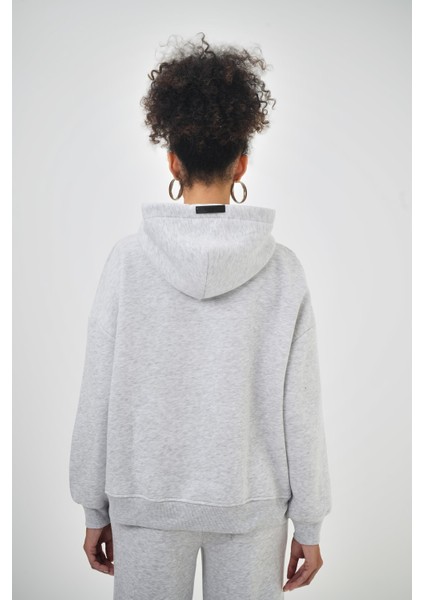 Kadın Basic Oversize Hoodie Pembe