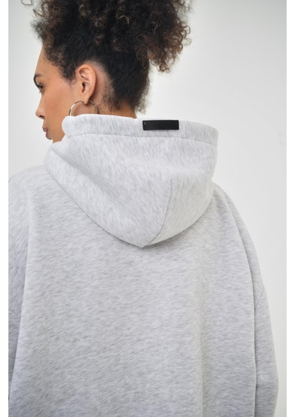 Kadın Basic Oversize Hoodie Pembe