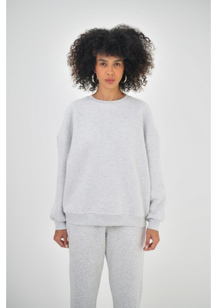Kadın Basic Oversize Sweatshirt Lacivert