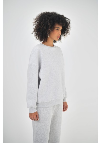 Kadın Basic Oversize Sweatshirt Lacivert