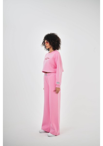 Kadın Fancy But Psycho Yazılı Alt Üst Takım Pembe