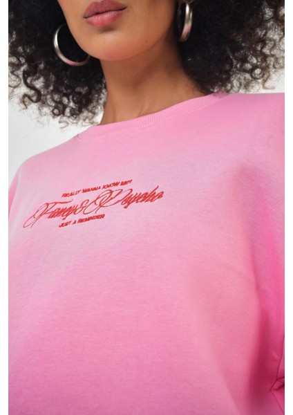 Kadın Fancy But Psycho Yazılı Alt Üst Takım Pembe