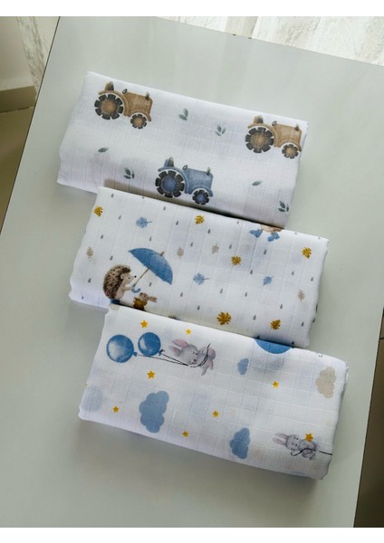 Ftbabycollection %100 Pamuk 3'lü Müslin Bebek Battaniye Seti Oeko-Tex Sertifikalı Müslin örtü 80 x 90 cm fiyatları