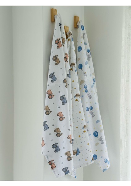 Ftbabycollection %100 Pamuk 3'lü Müslin Bebek Battaniye Seti Oeko-Tex Sertifikalı Müslin örtü 80 x 90 cm fırsatları