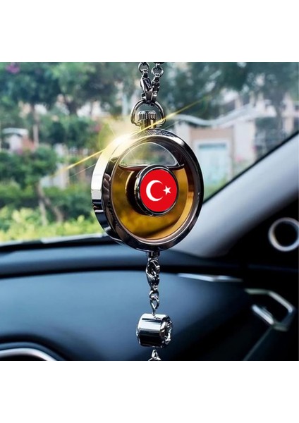 Türk Bayrağı Araç Kokusu Premium Çelik Araba Kokusu Kavun Koku 5ml Araç Koku Kolye