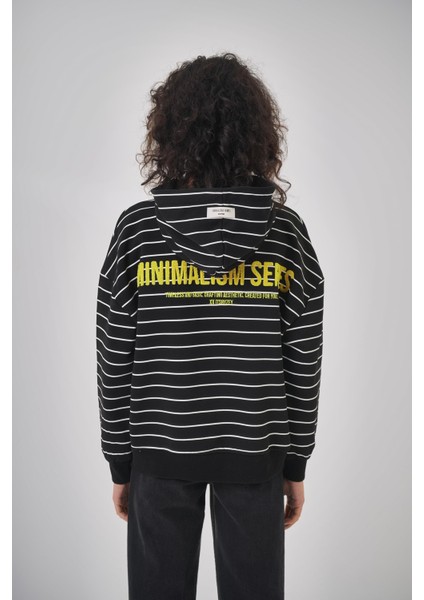 Kadın Minimalism Series Nakışlı Oversize Hoodie Ekru