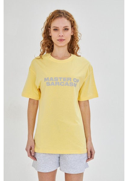 Kadın Master Of Sarcasm Baskılı Kısa Kollu %100 Pamuk Tişört