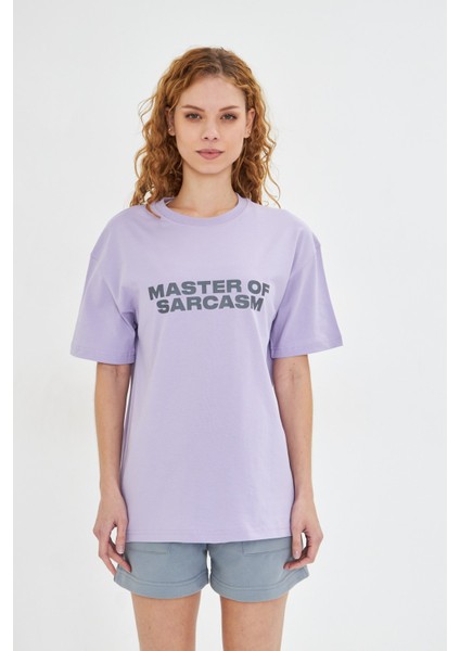 Kadın Master Of Sarcasm Baskılı Kısa Kollu %100 Pamuk Tişört