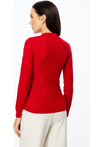 49323 Onteks Kazakbaklava Desenli Sıfır Yaka Kazak modelleri