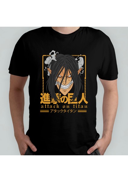 Attack On Titan Eren Jaeger Unisex %100 Pamuklu Bisiklet Yaka T-Shirt Model 8