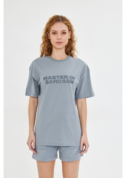 Kadın Master Of Sarcasm Baskılı Kısa Kollu %100 Pamuk Tişört
