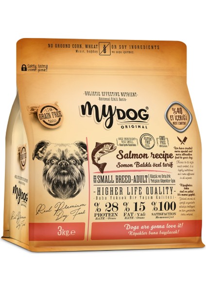 Mydog Orıgınal Az Tahıllı Somon Balıklı Küçük ve Orta Irk Köpek Maması 3kg