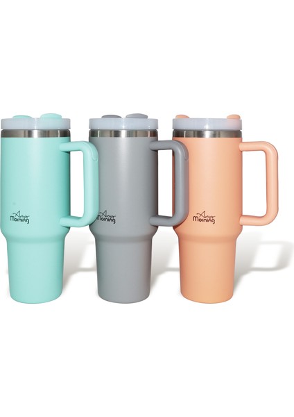 Vaha 1200 ml Termos Mug – 3 Aşamalı Çevirmeli Kapak, Gri