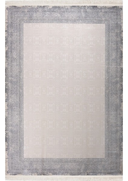 Baft 52314C Gri Yumuşak Dokulu Sık Dokuma Üst Kalite Vintage Ipek Bambu Halı
