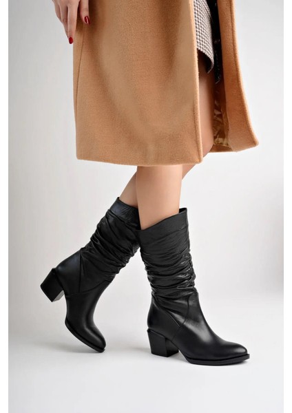 Haki Deri Kadın Deri Çizme TRC102-2056-1 modelleri