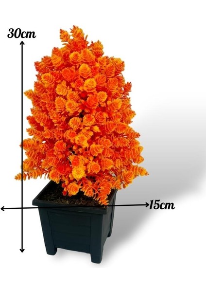 3lü Set Yapay Çiçek Bonsai Ağacı Kozalak Model Dekoratif Yapay Ağaç Bonzai 30*15 cm Siyah Kare Saksıda