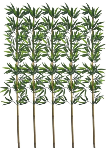 5li Set Yapay Bambu Sopası 17 Yapraklı 160 cm Yapay Çiçek Bambu Duvarı Separatör Çiçeği Yapay Çiçek