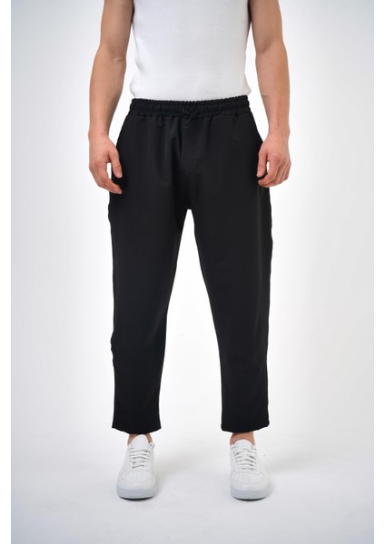 Erkek Regular Fit Düz Paça Pantolon Siyah